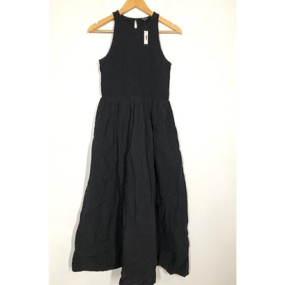 Madewell The Melody Smocked Dress Sleeveless Keyhole Back Midi Black NWT XS - Picture 4 of 10